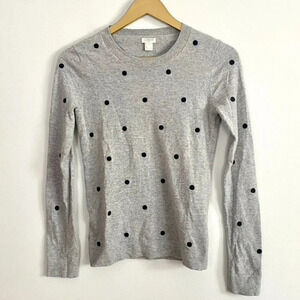 J. Crew Gray Polka Dot Merino Wool Blend Sweater